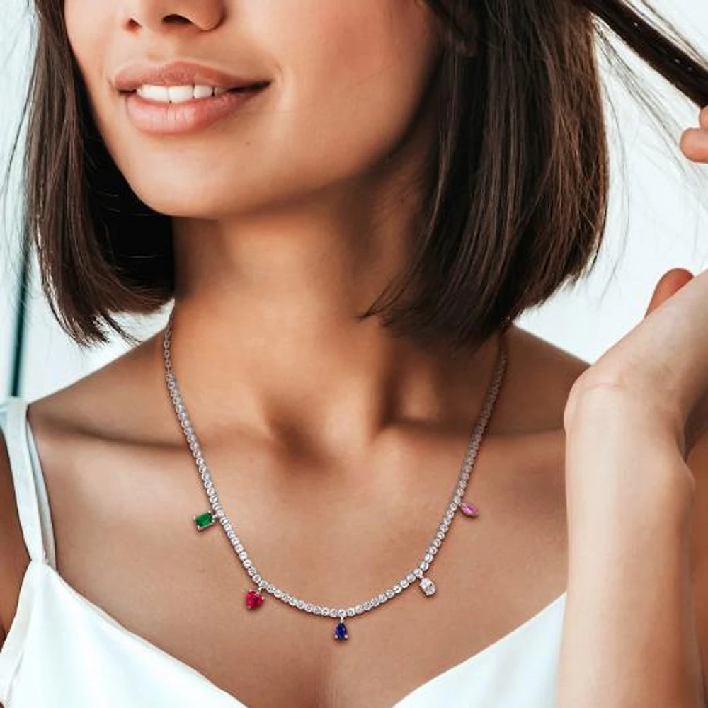 Julianna B Sterling Silver Created Multi-Gemstone 17" Necklace