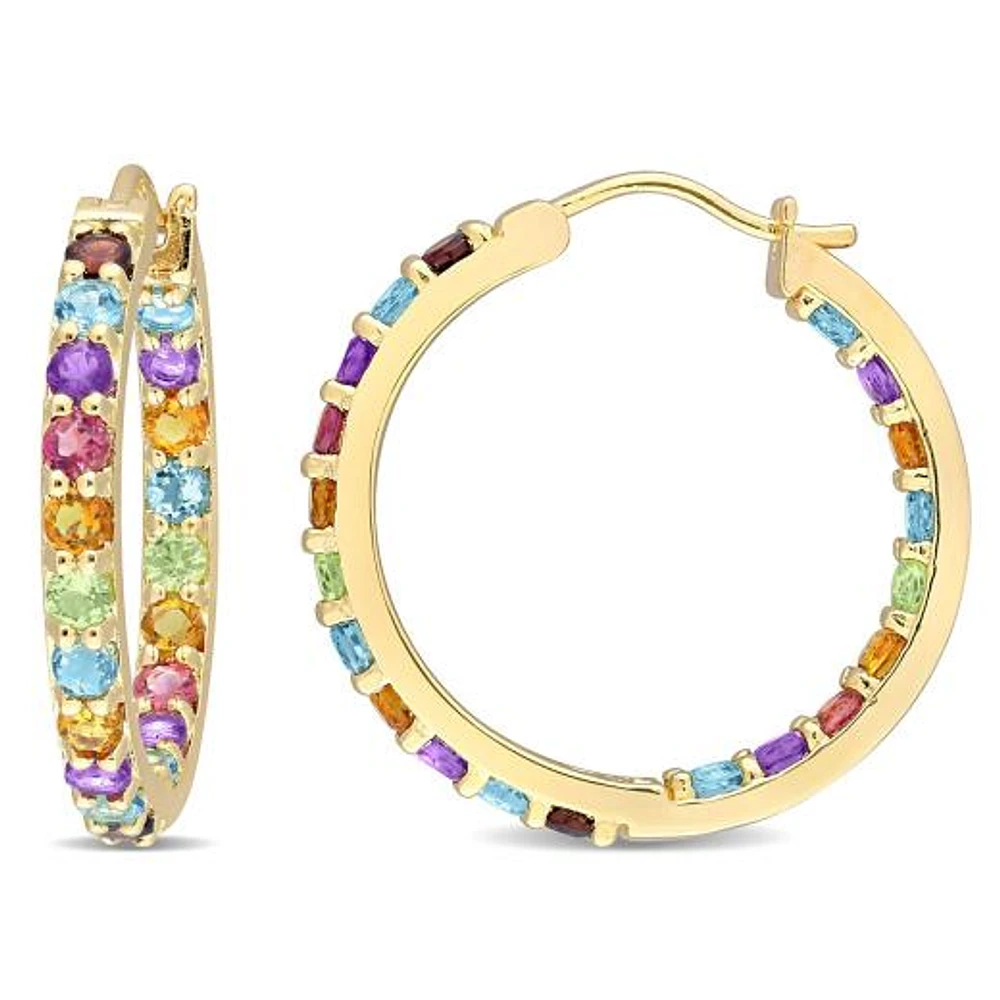 JULIANNA B Yellow Plated Sterling Silver Multi-Gemstone Hoop Earrings