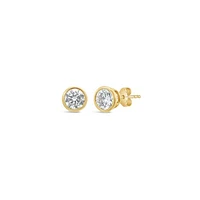 New Brilliance Lab Grown 1.50CTW Bezel Set Diamond Earrings in 10K Yellow Gold