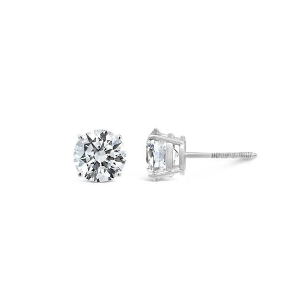 New Brilliance Lab Grown 4.00CTW Diamond Stud Earrings in 14K White Gold