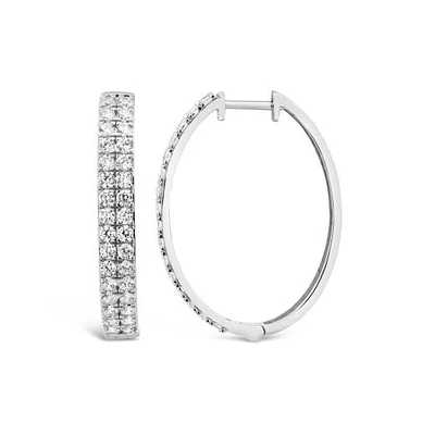 New Brilliance Lab Grown 1.95CTW Diamond Hoop Earrings in 10K White Gold