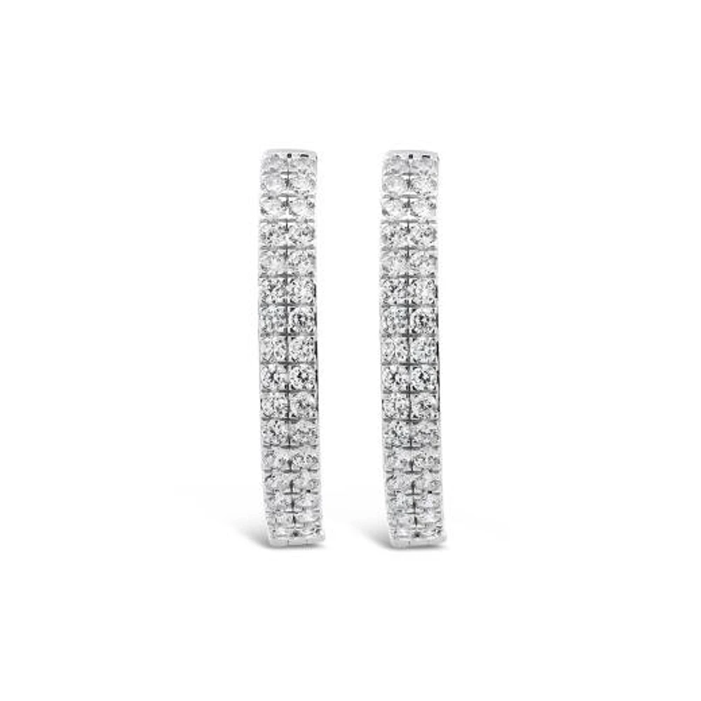 New Brilliance Lab Grown 1.95CTW Diamond Hoop Earrings in 10K White Gold