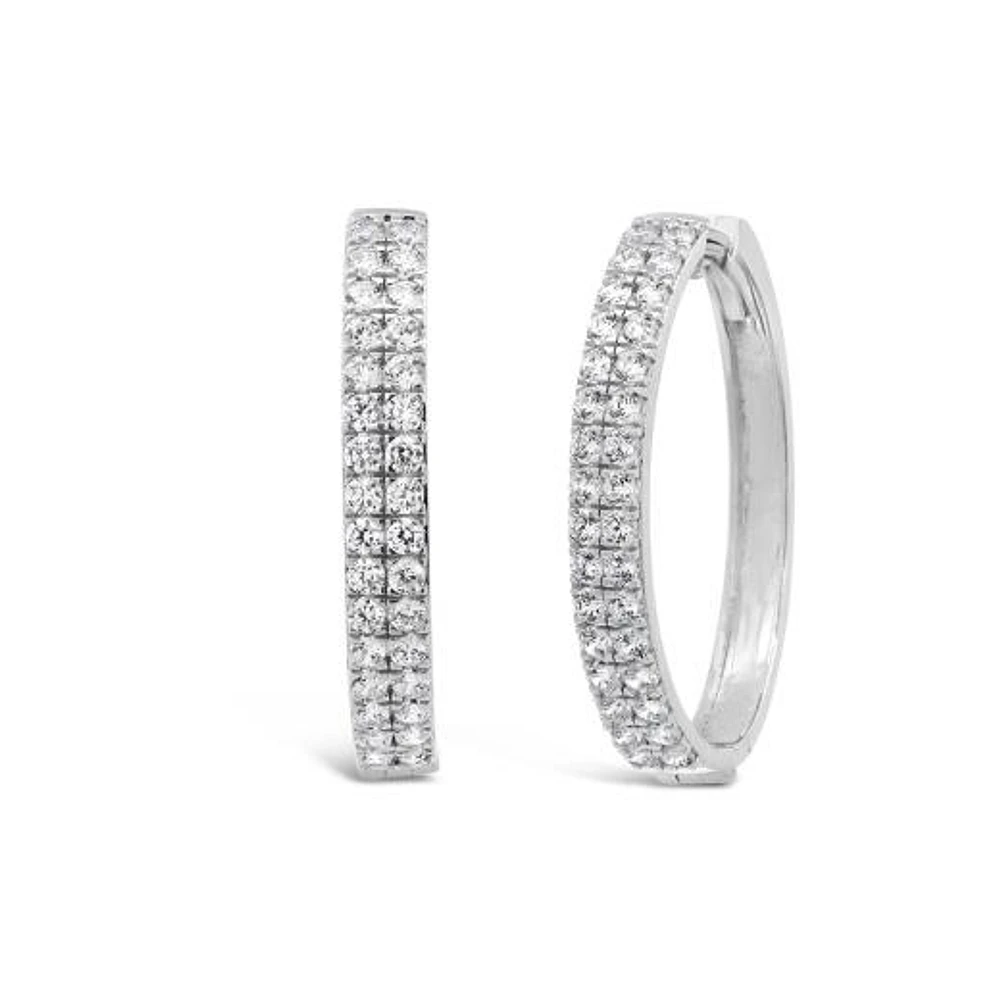 New Brilliance Lab Grown 1.95CTW Diamond Hoop Earrings in 10K White Gold