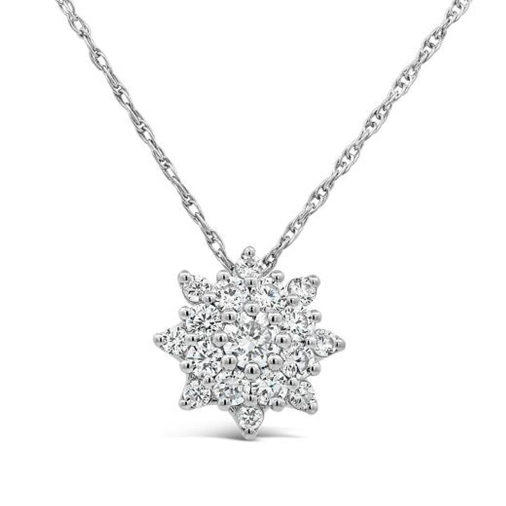 New Brilliance Lab Grown 0.45CTW Diamond Starburst Pendant in 10K White Gold