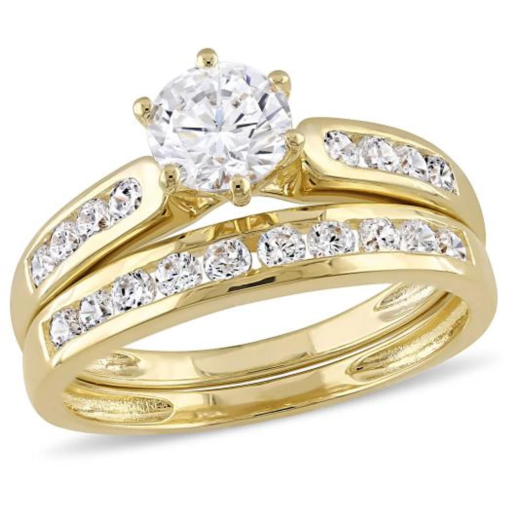 JULIANNA B Yellow Plated Sterling Silver Cubic Zirconia Bridal Set