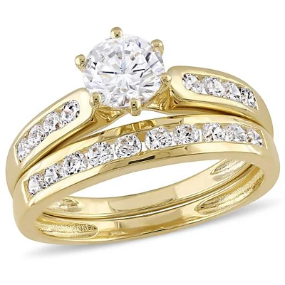 JULIANNA B Yellow Plated Sterling Silver Cubic Zirconia Bridal Set