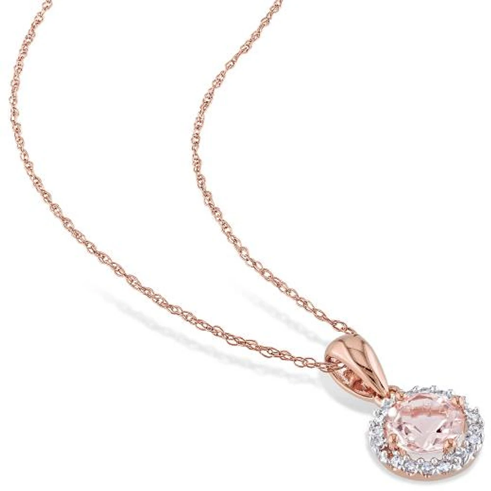 JULIANNA B 10K Rose Gold Morganite & Diamond Ring Earring Pendant Set