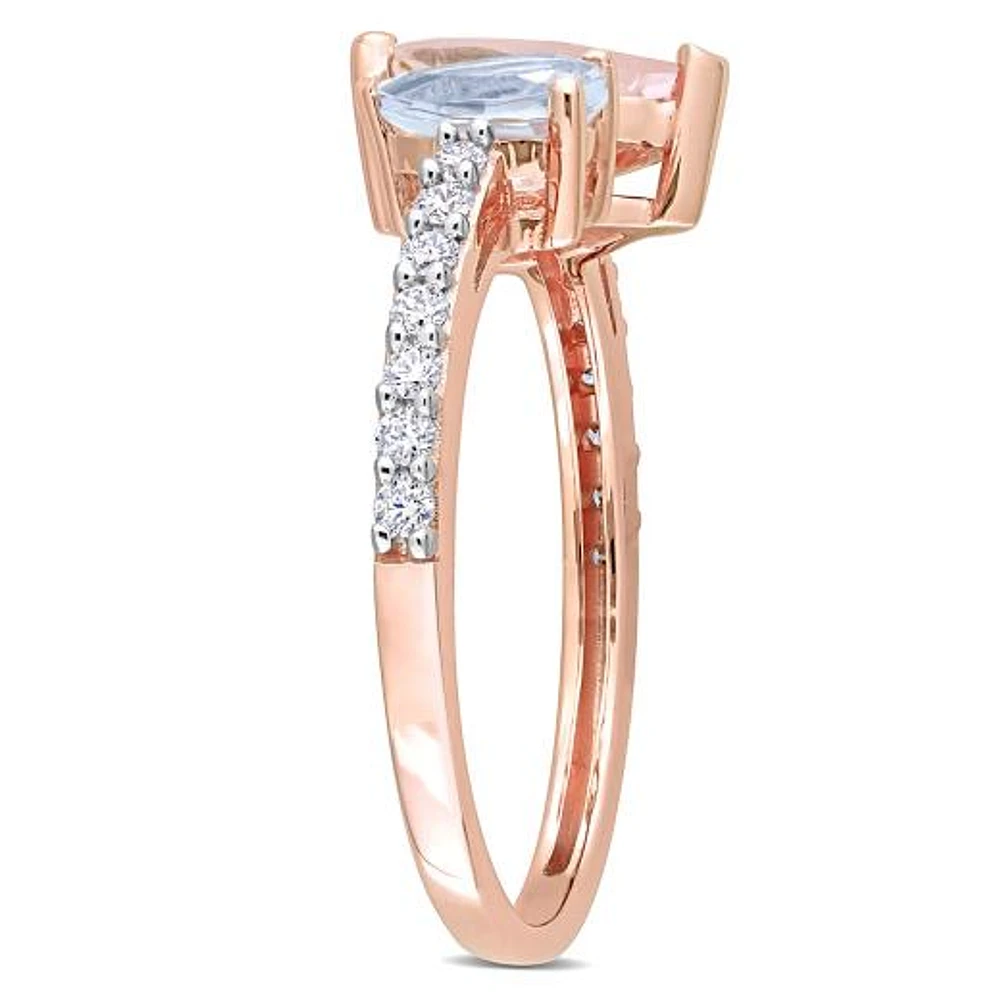 JULIANNA B 14K Rose Gold Morganite Aquamarine & Diamond Ring