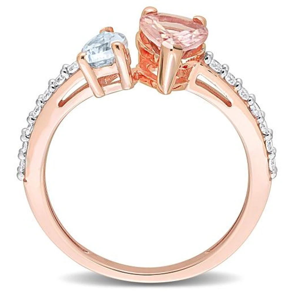 JULIANNA B 14K Rose Gold Morganite Aquamarine & Diamond Ring