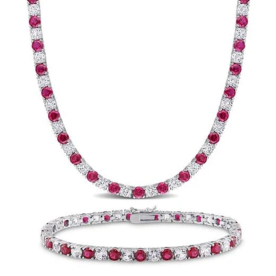 Julianna B Sterling Silver Created Ruby & Created White Sapphire Set