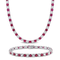 JULIANNA B Sterling Silver Created Ruby & Created White Sapphire Set