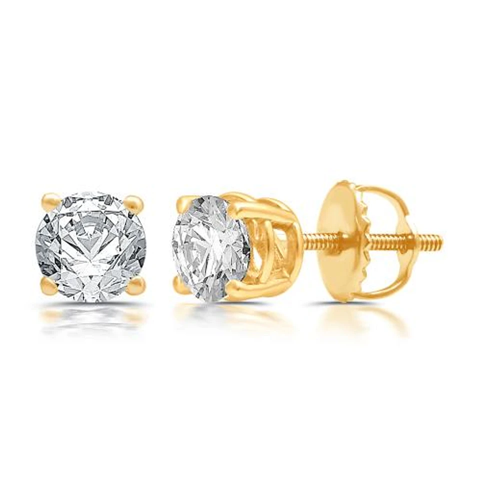 New Brilliance Lab Grown 1.00CTW Diamond Stud Earrings 14K Yellow Gold