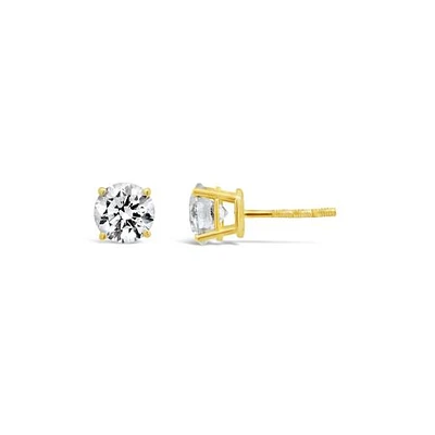 New Brilliance Lab Grown 2.00CTW Diamond Stud Earrings 14K Yellow Gold