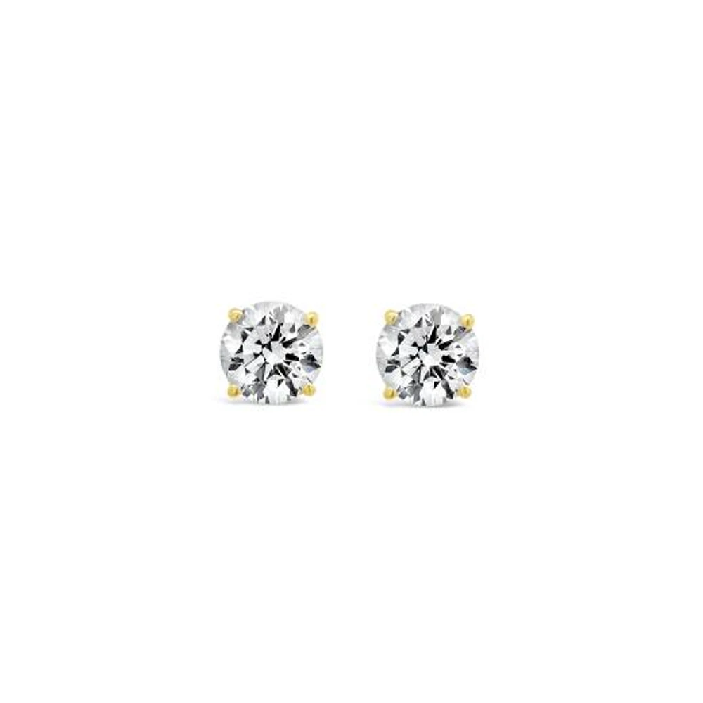 New Brilliance Lab Grown 2.00CTW Diamond Stud Earrings 14K Yellow Gold