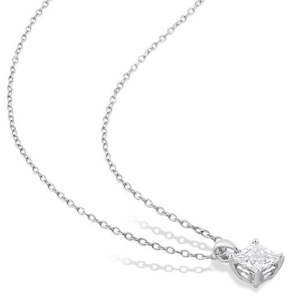 Julianna B Sterling Silver Created White Sapphire Earrings 18" Pendant Set