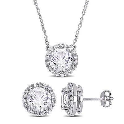 JULIANNA B Sterling Silver Created White Sapphire Earrings Pendant Set