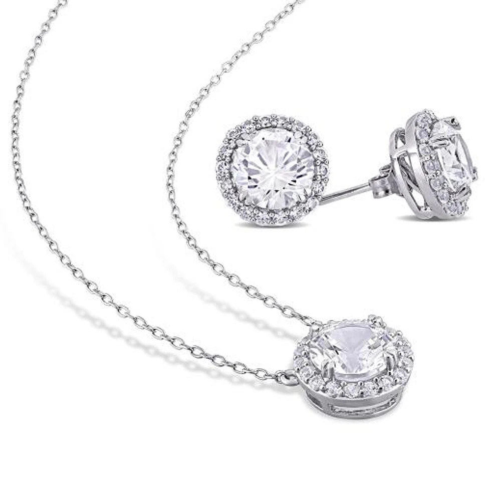 JULIANNA B Sterling Silver Created White Sapphire Earrings Pendant Set