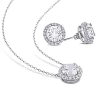 JULIANNA B Sterling Silver Created White Sapphire Earrings Pendant Set