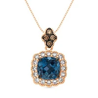 Le Vian 14K Strawberry Gold Blue Topaz and 0.54CTW Diamond Pendant