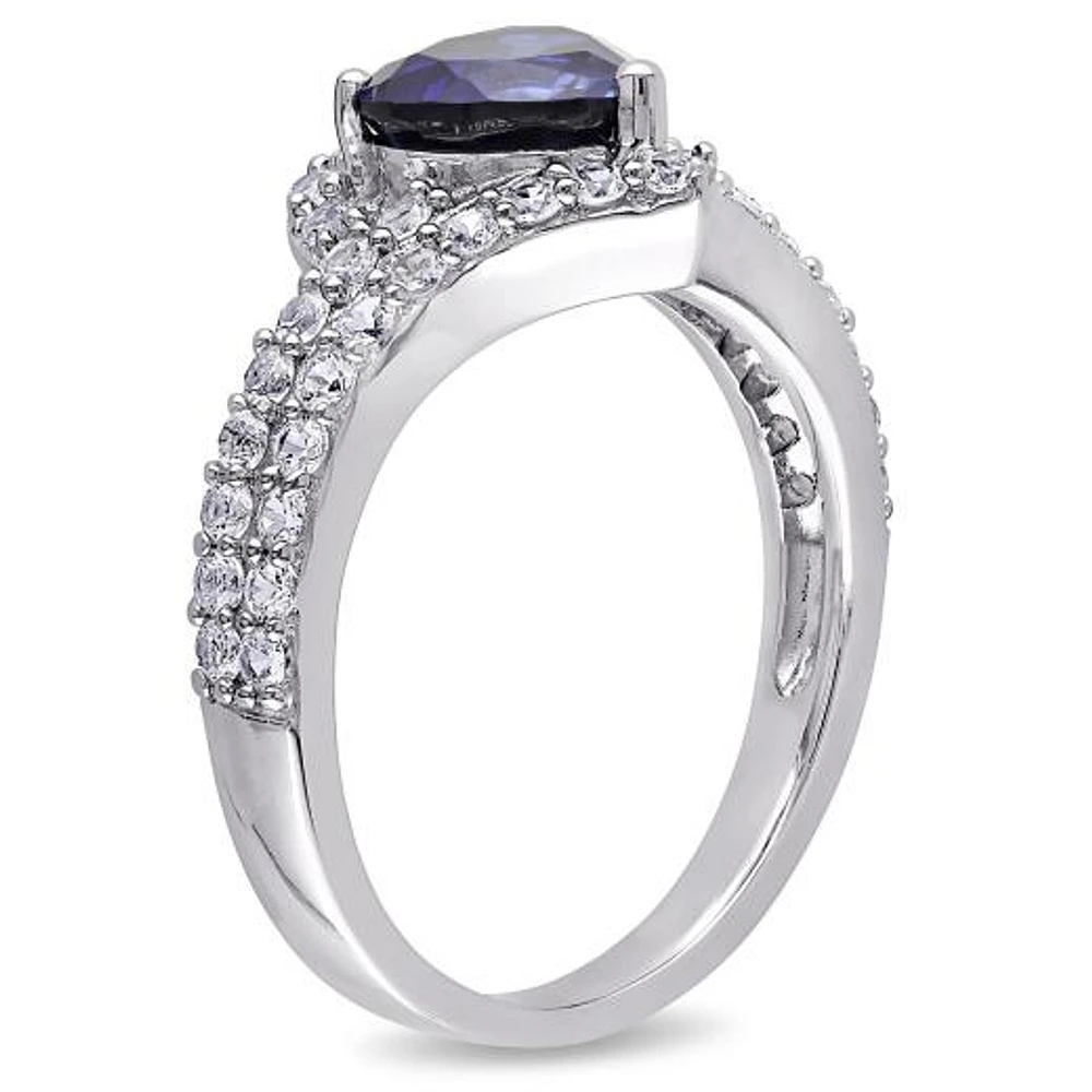 JULIANNA B Sterling Silver Created Blue & White Sapphire Heart Ring