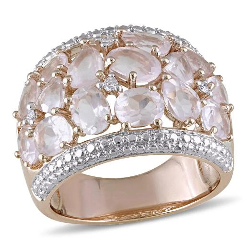 Julianna B Rose Plated Sterling Silver Quartz & Diamond Ring