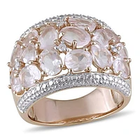 Julianna B Rose Plated Sterling Silver Quartz & Diamond Ring