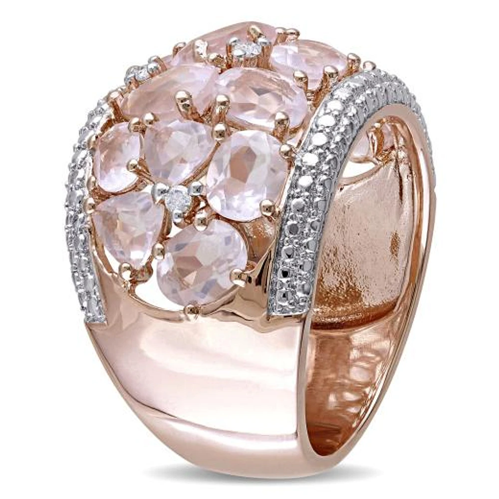 Julianna B Rose Plated Sterling Silver Quartz & Diamond Ring