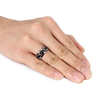 JULIANNA B Men's Yellow Plated & Black Rhodium Sterling Silver Onyx Ring