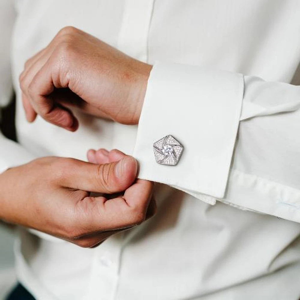 JULIANNA B Sterling Silver White Sapphire & Diamond Cufflinks