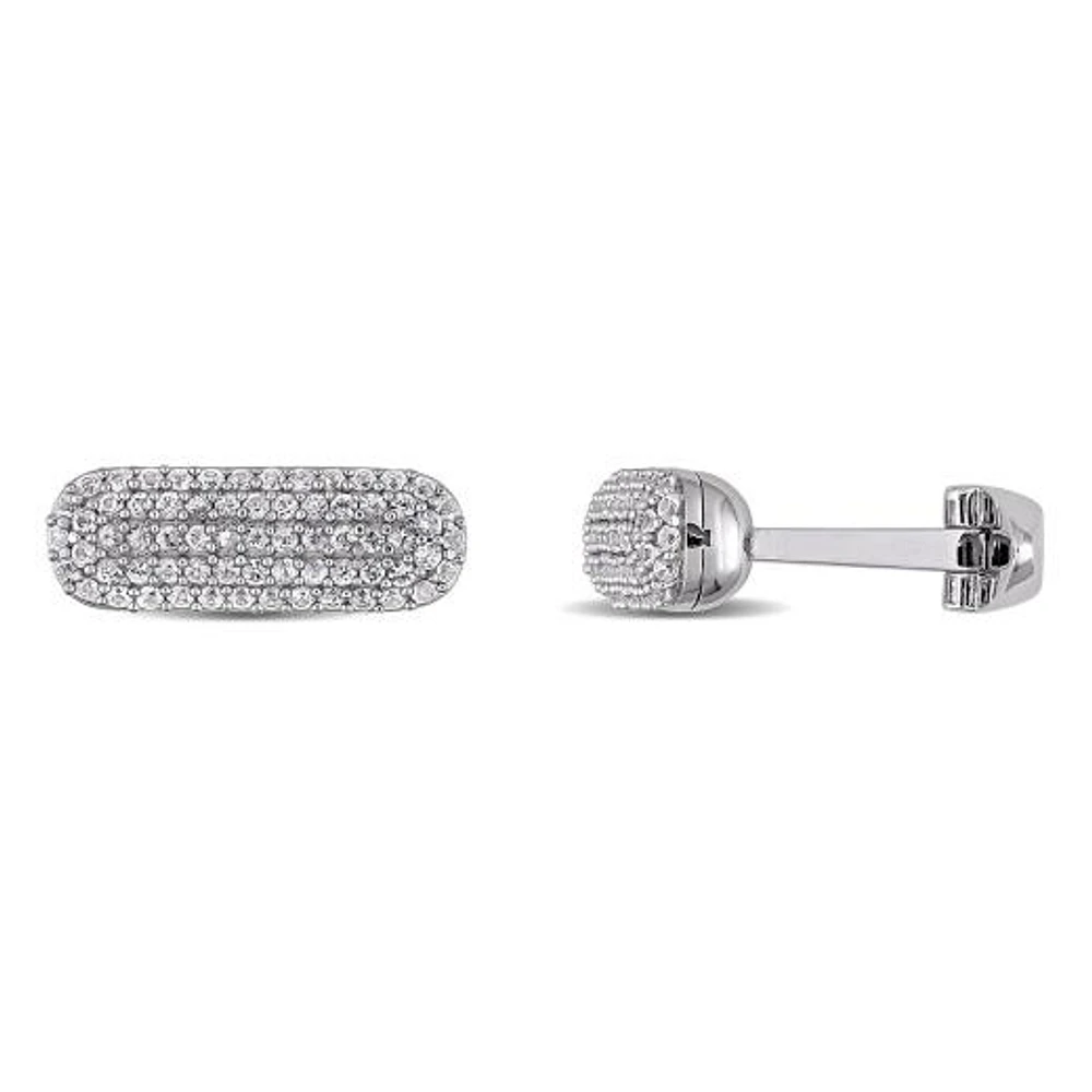 Julianna B Sterling Silver White Sapphire Cufflinks