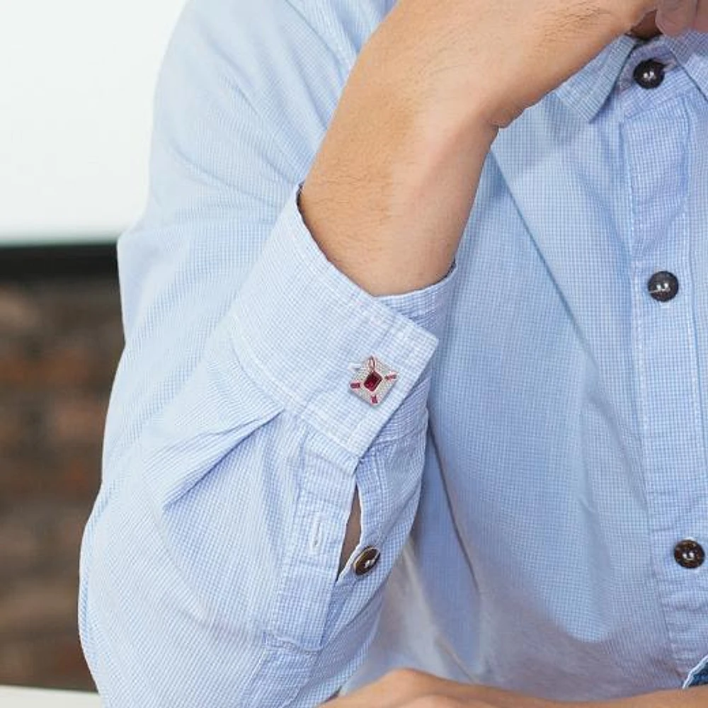 Julianna B Sterling Silver Created Ruby & Created White Sapphire Cufflinks
