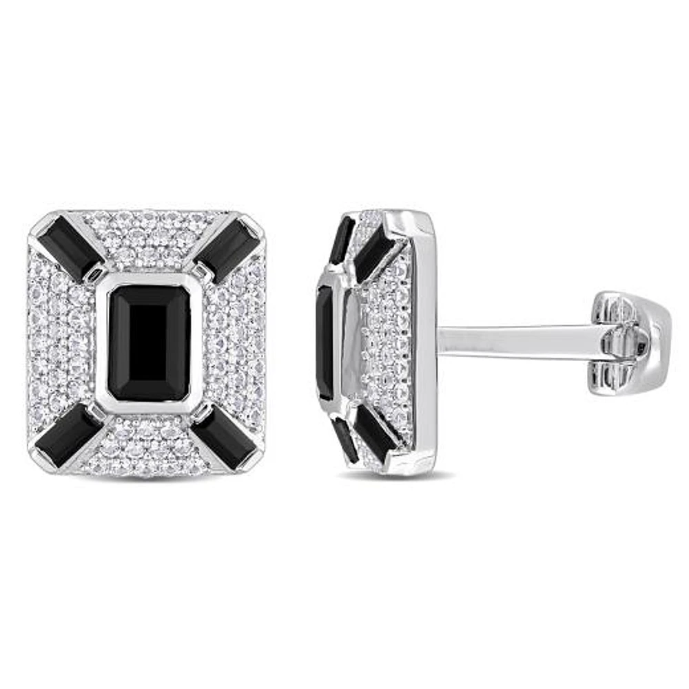 Julianna B Sterling Silver Black Spinel & Created White Sapphire Cufflinks