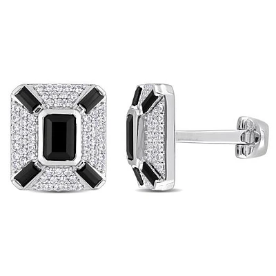 Julianna B Sterling Silver Black Spinel & Created White Sapphire Cufflinks