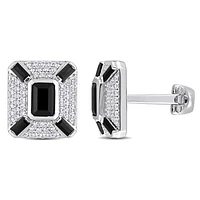 Julianna B Sterling Silver Black Spinel & Created White Sapphire Cufflinks
