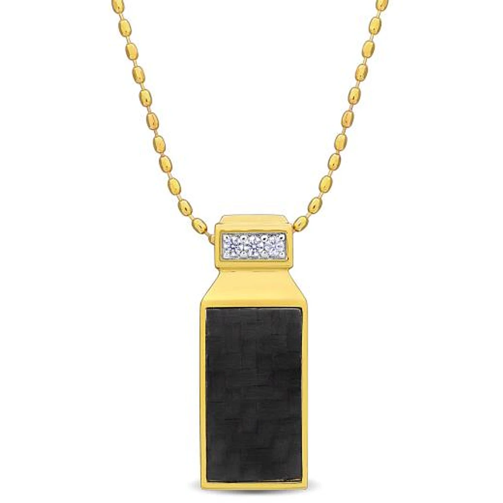 Julianna B Yellow Plated Sterling Silver Carbon Fibre Created Sapphire Pendant