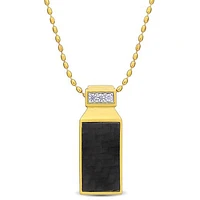 Julianna B Yellow Plated Sterling Silver Carbon Fibre Created Sapphire Pendant