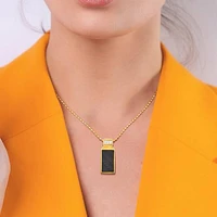 Julianna B Yellow Plated Sterling Silver Carbon Fibre Created Sapphire Pendant