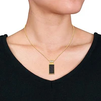 Julianna B Yellow Plated Sterling Silver Carbon Fibre Created Sapphire Pendant