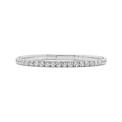 New Brilliance 5.00CTW Lab Grown Diamond Flexible Bangle in 10K White Gold