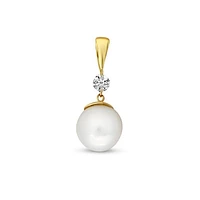 Brevani Diamond and Pearl Pendant in 14K Yellow Gold