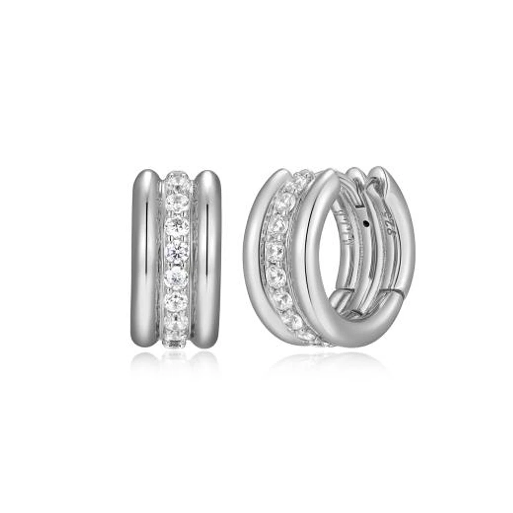 Elle "Goddess" Cubic Zirconia 3-Row Hoop Earrings