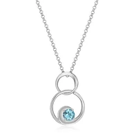 Elle "Swirl" Round Blue Topaz Rolo 17+3" Necklace