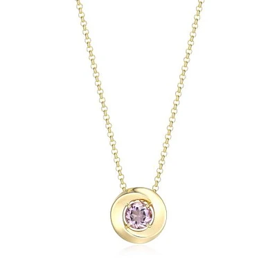 Elle "Swirl" Round Pink Amethyst Rolo 17+3" Necklace