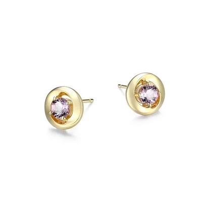 Elle "Swirl" Round Pink Amethys Stud Earrings