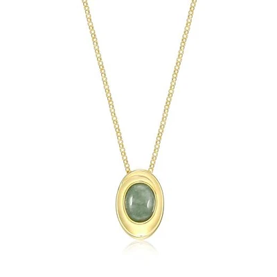 Elle "Swirl" Green Jade Oval Rolo 17+3" Necklace