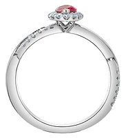 14K White Gold Created Ruby & Lab Grown 0.33CTW Diamond Ring