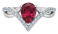 14K Gold Created Ruby & Lab Grown 0.30CTW Diamond Ring