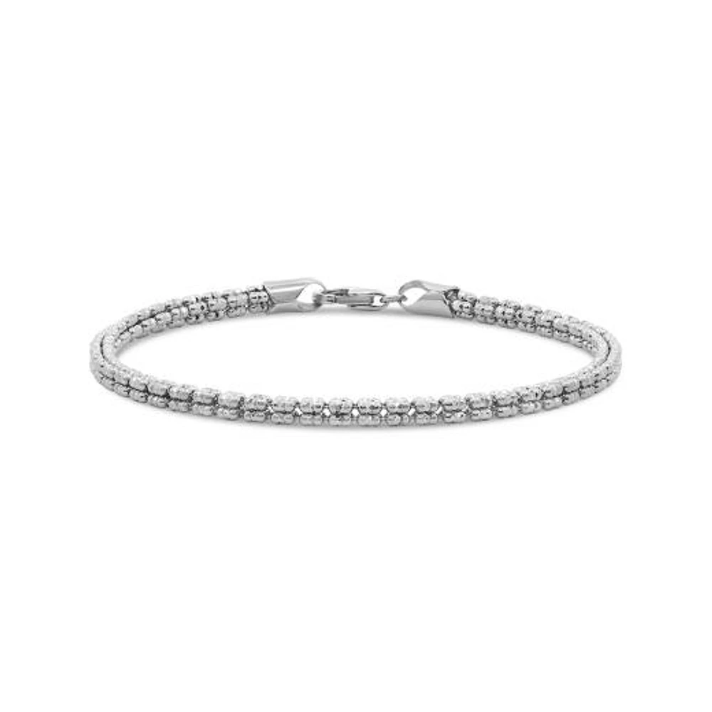 Sterling Silver 7.5" 2mm Ice Cube Link Bracelet