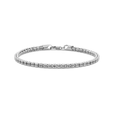 Sterling Silver 7.5" 2mm Ice Cube Link Bracelet