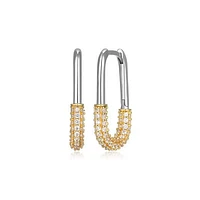 Reign Two-Tone Oblong Link Hoop Earrings